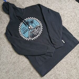Vans Mens Skeleton Palm Tree Graphic Hoodie Black Small Skater Surf Pullover